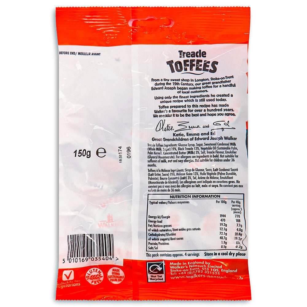 Walkers Nonsuch Treacle Toffee Candies, 150g/5.25 oz. {Imported from