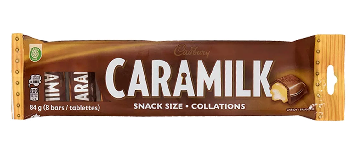 Cadbury Caramilk Snack Size Mini Chocolate Bars (8x10.5g), 84g/2.9 oz - Front