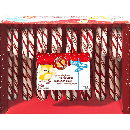 Carnaby Sweet Peppermint Flavor Candy Canes, 200g/7 oz. Box - Front