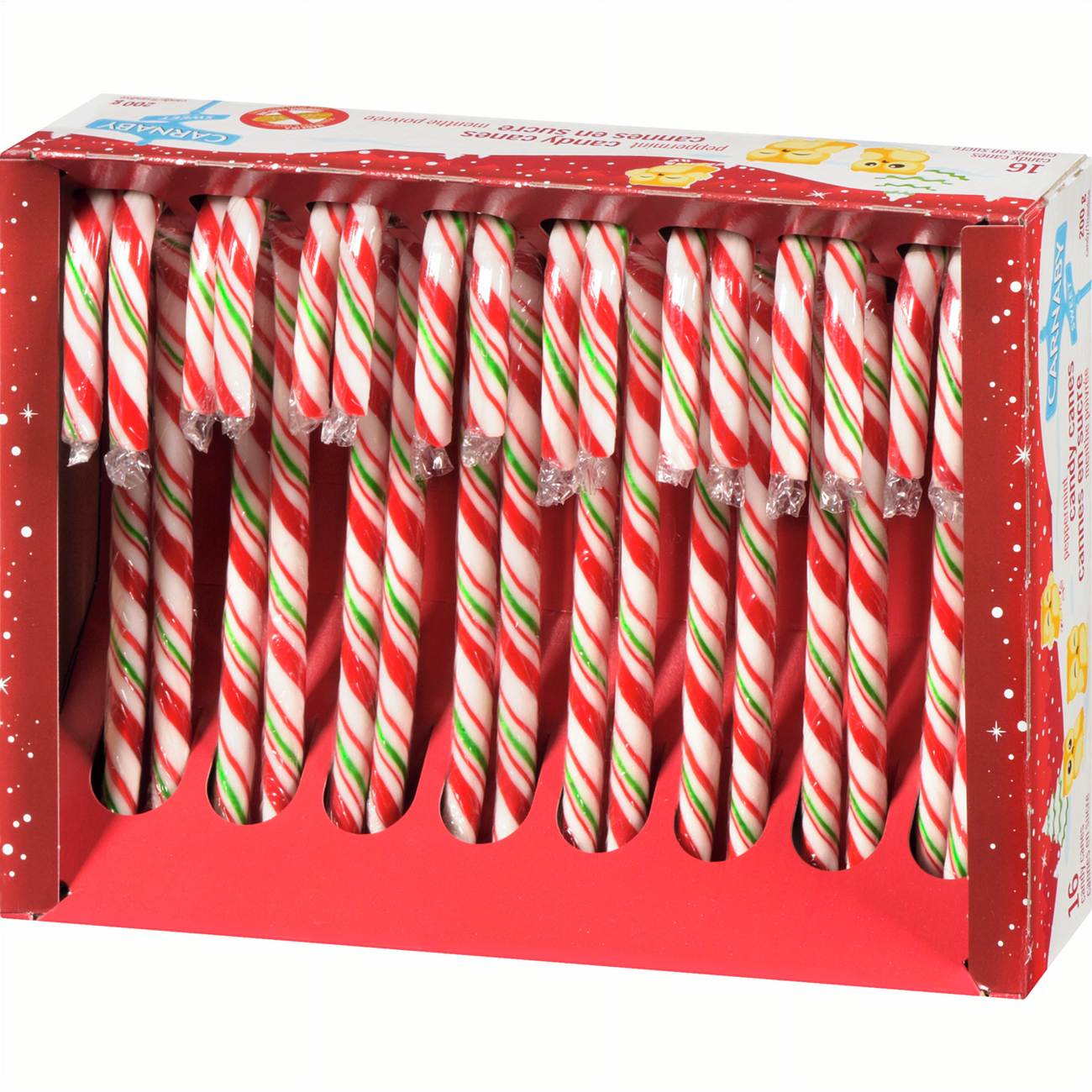 Carnaby Sweet Peppermint Flavor Candy Canes, 200g/7 oz. Box - Front