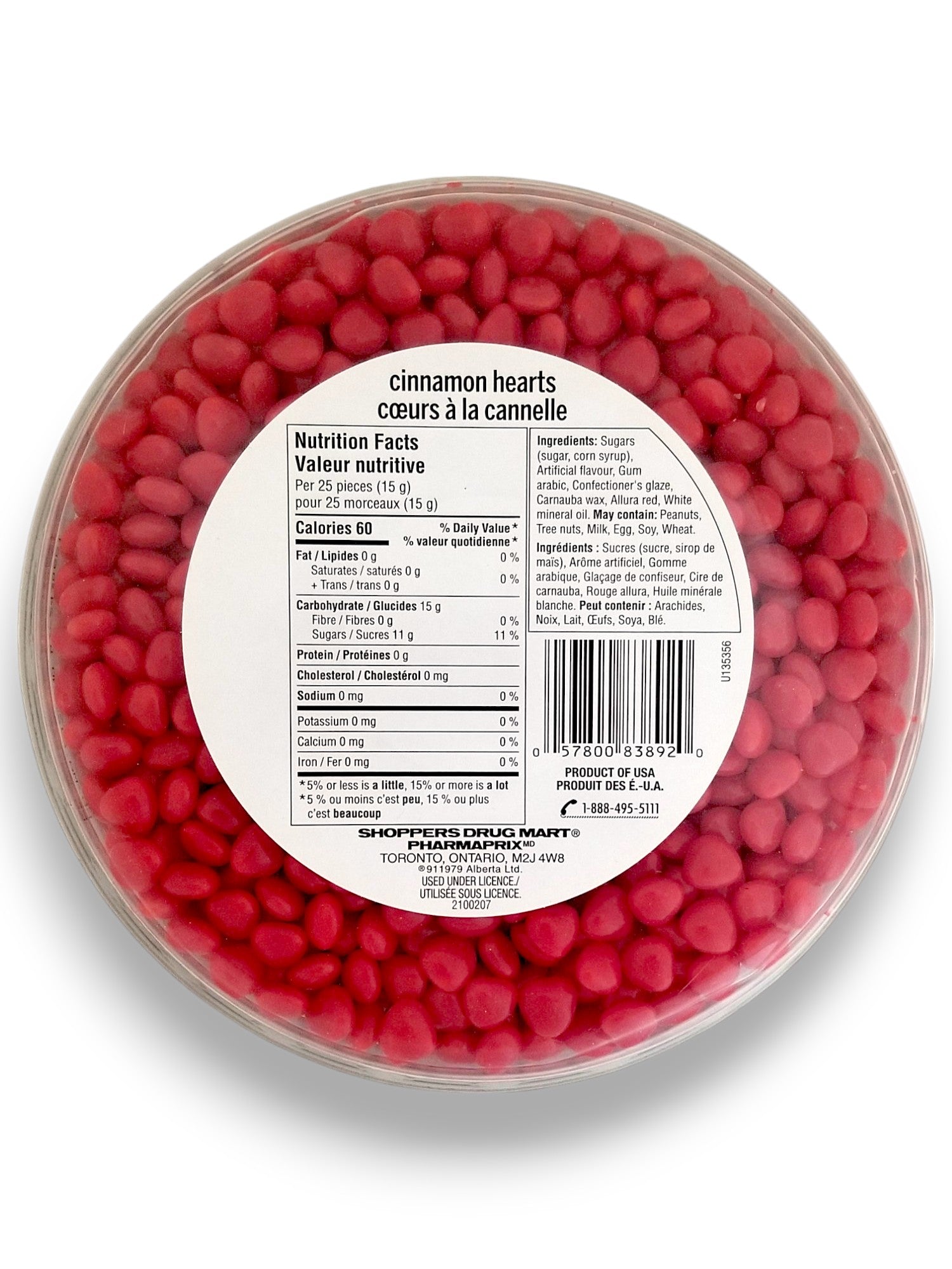 Carnaby Sweet Valentine's Day Cinnamon Hearts Candy, 500g/17.6 oz - Bottom Of Tub