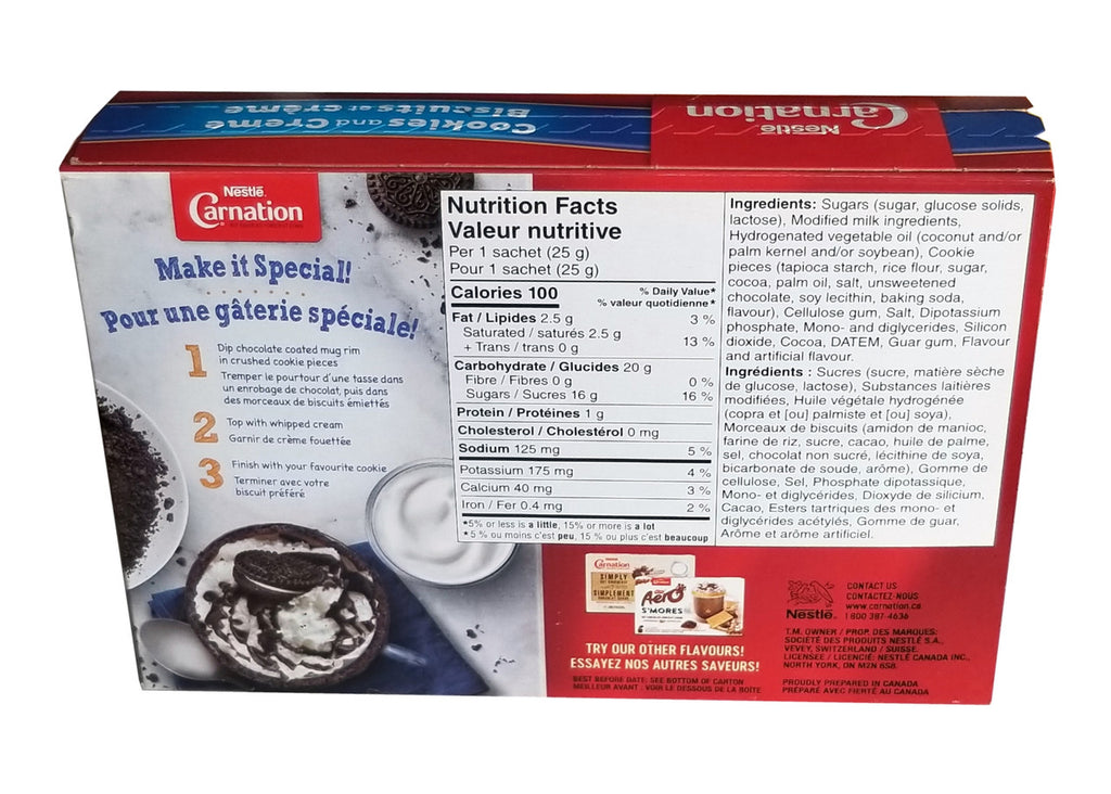 Nestle Carnation Cookies and Creme Hot Chocolate Mix, 7 x 25g/0.9 oz. Sachets {Imported from Canada}