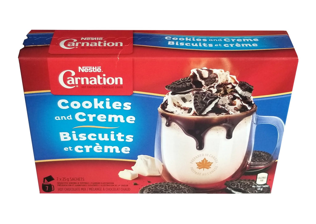 Nestle Carnation Cookies and Creme Hot Chocolate Mix, 7 x 25g/0.9 oz. Sachets {Imported from Canada}