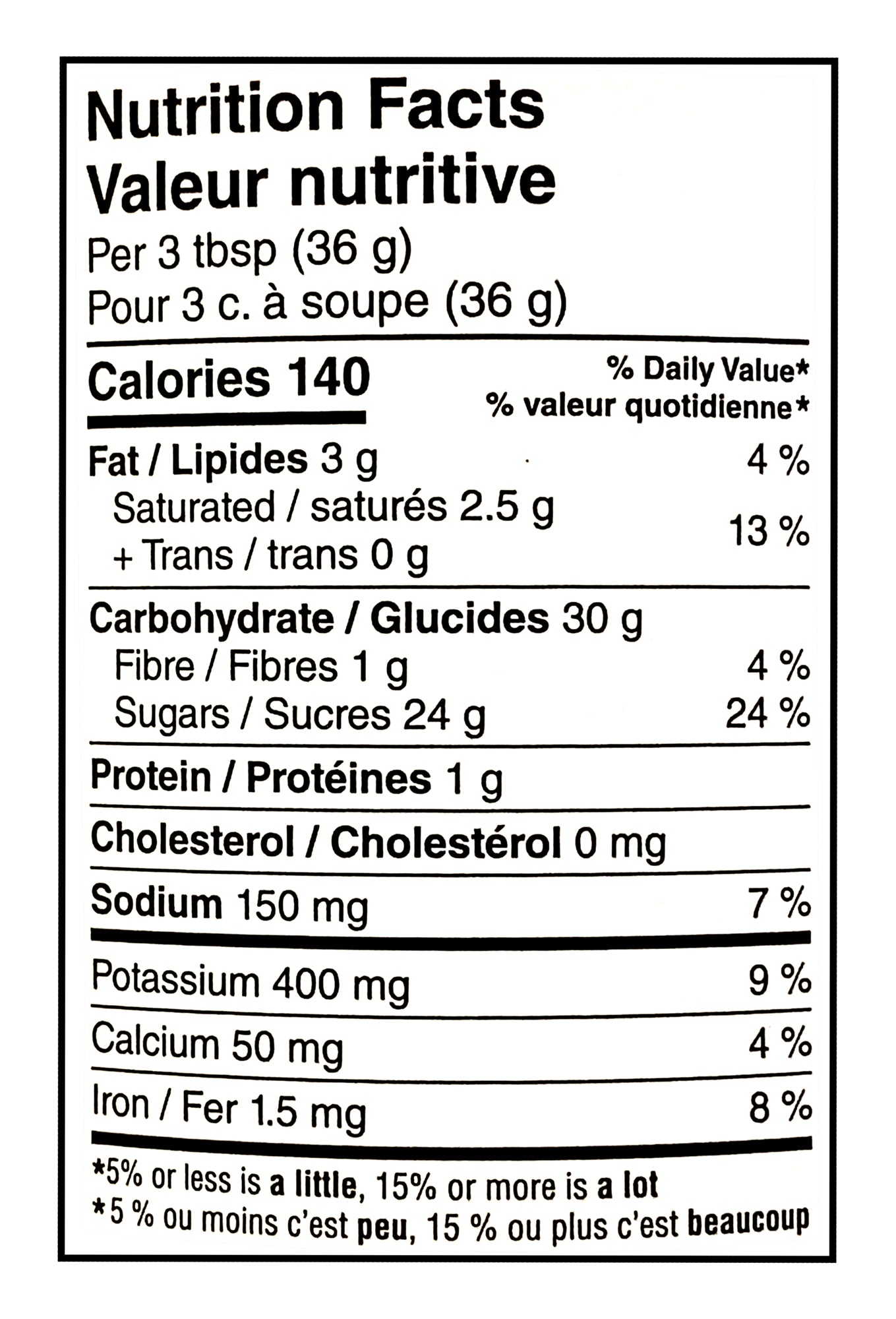 Nutrition facts label for Carnation Rich and Creamy Hot Chocolate Mix, Canister - 450g with specific calorie count, macronutrient breakdown, and other nutritional information.
