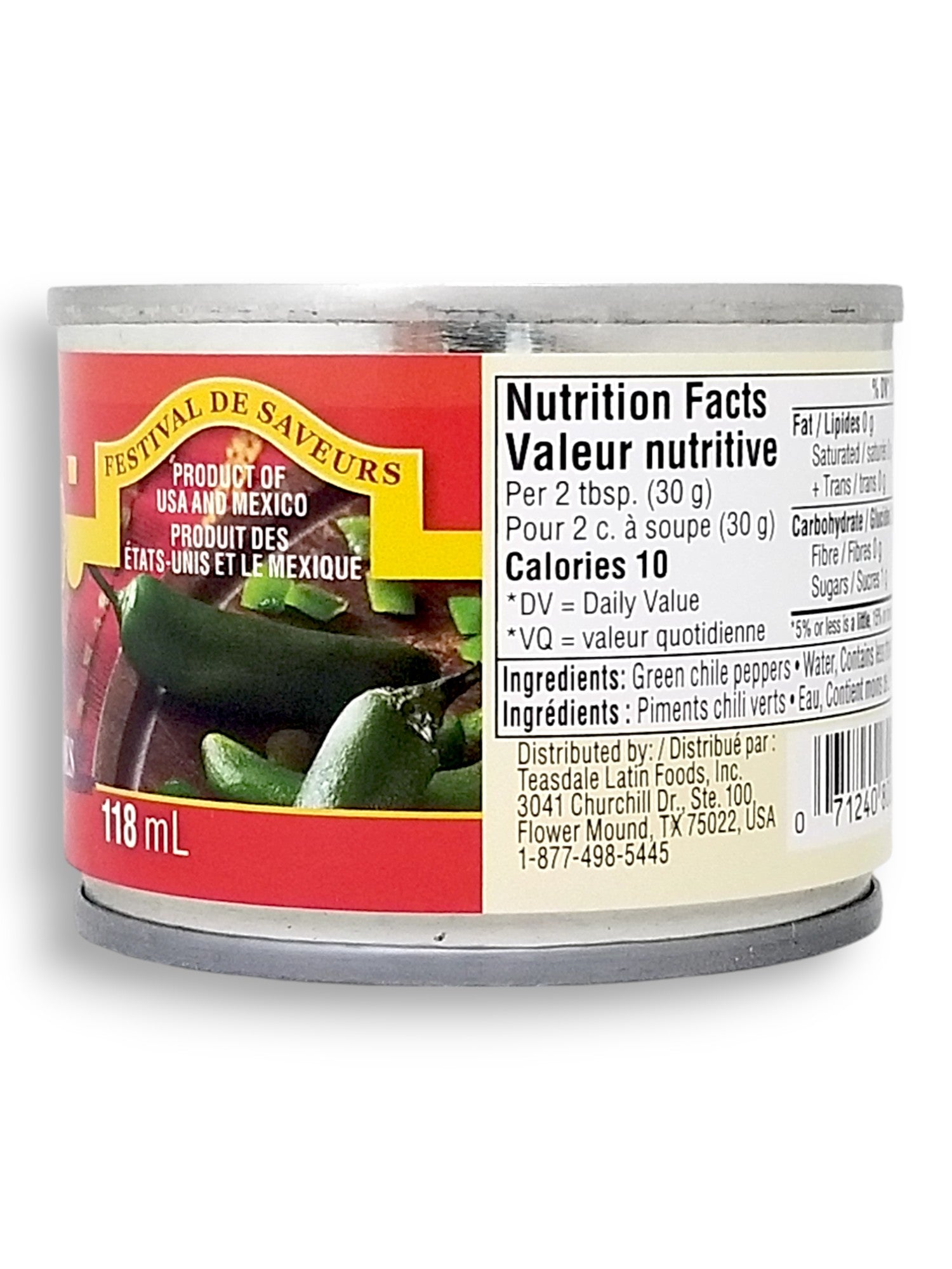 Side of Casa Fiesta Diced Green Chiles, Mild, 118mL/4 fl. oz. Can