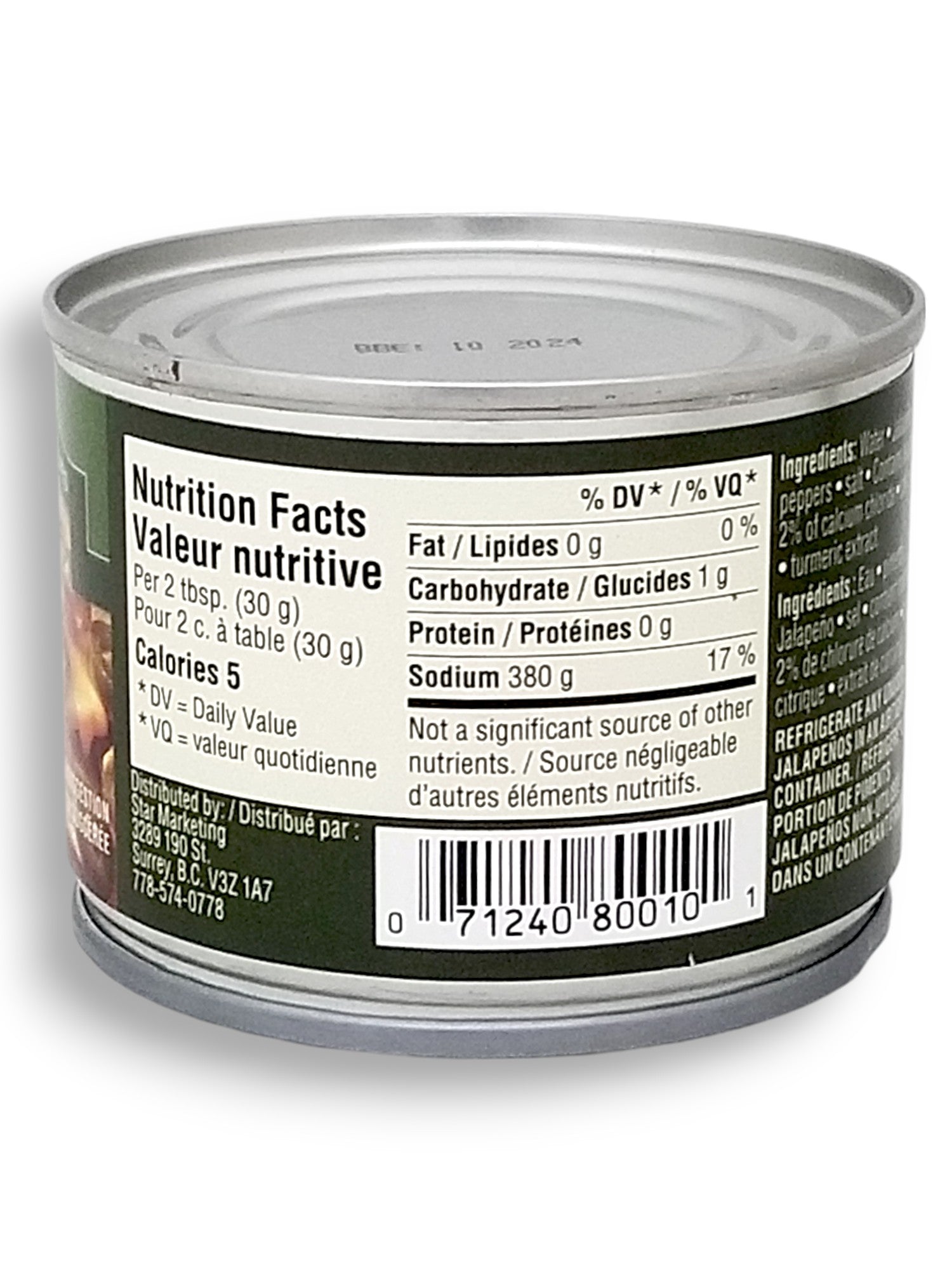 Casa Fiesta Nacho Sliced Jalapenos - Hot, 118mL (4 fl. oz) Can Back Side