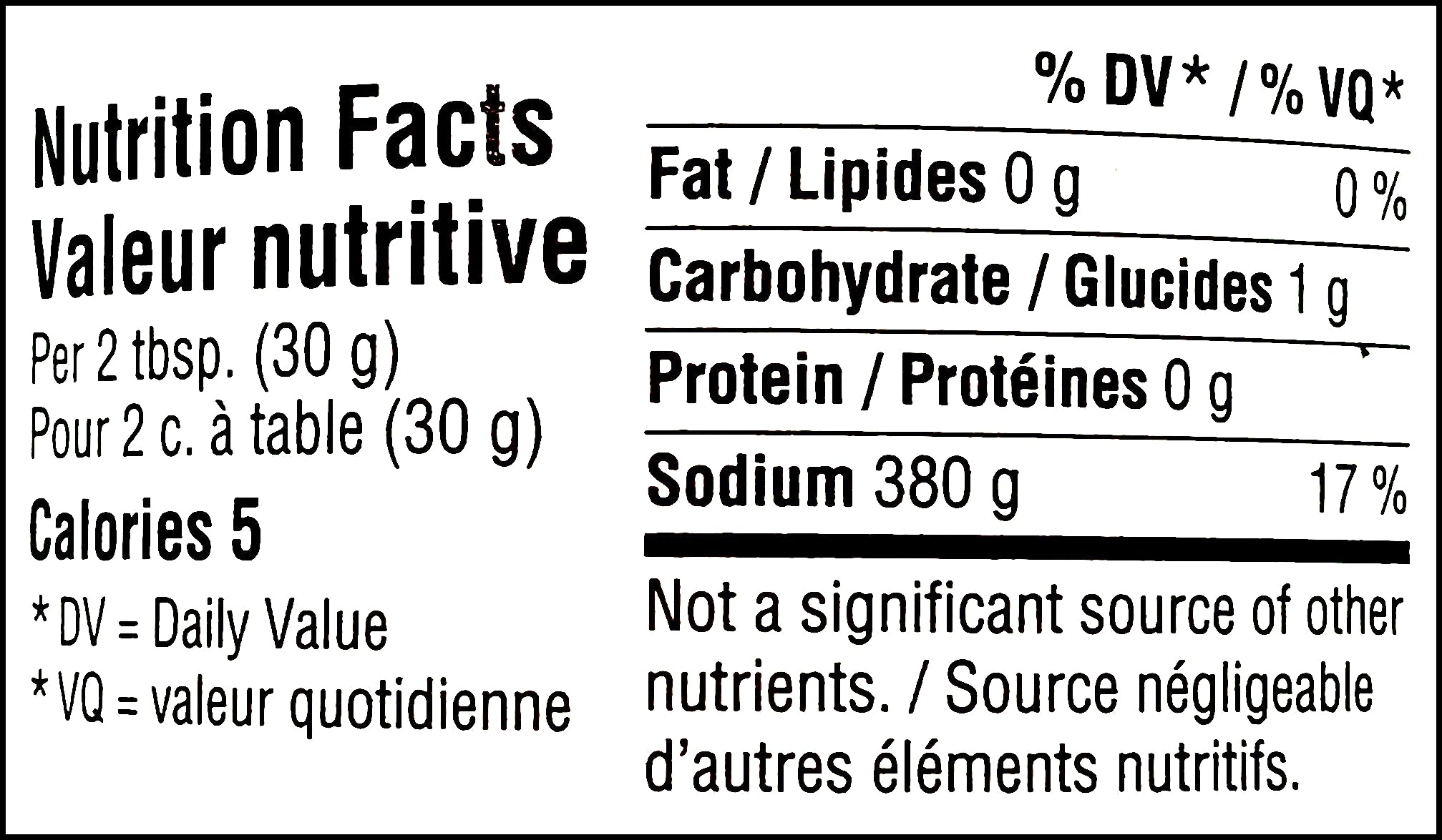 Casa Fiesta Nacho Sliced Jalapenos - Hot, 118mL (4 fl. oz) Nutrition facts label