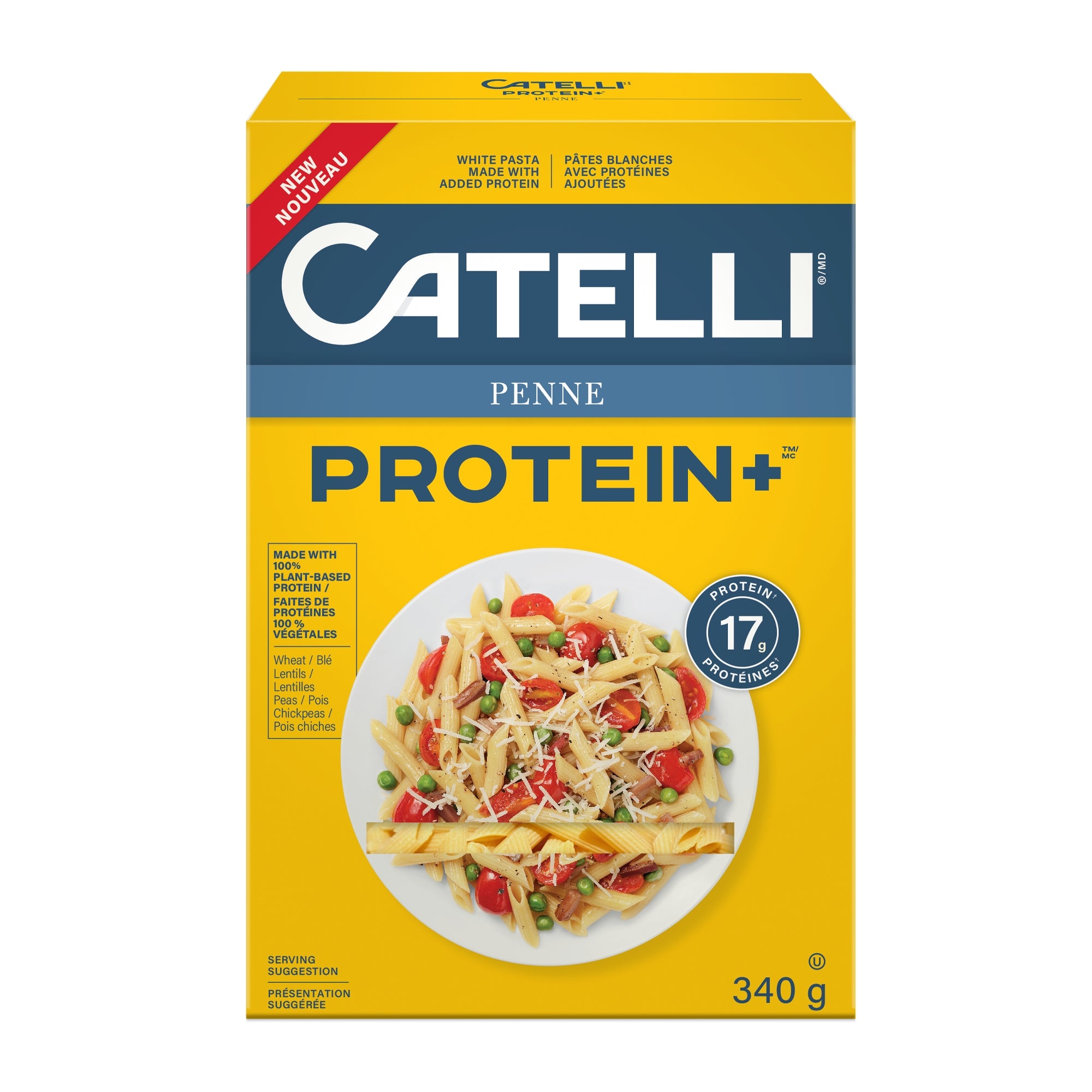 Catelli Protein+ Penne Pasta, 340g/12 oz - Front