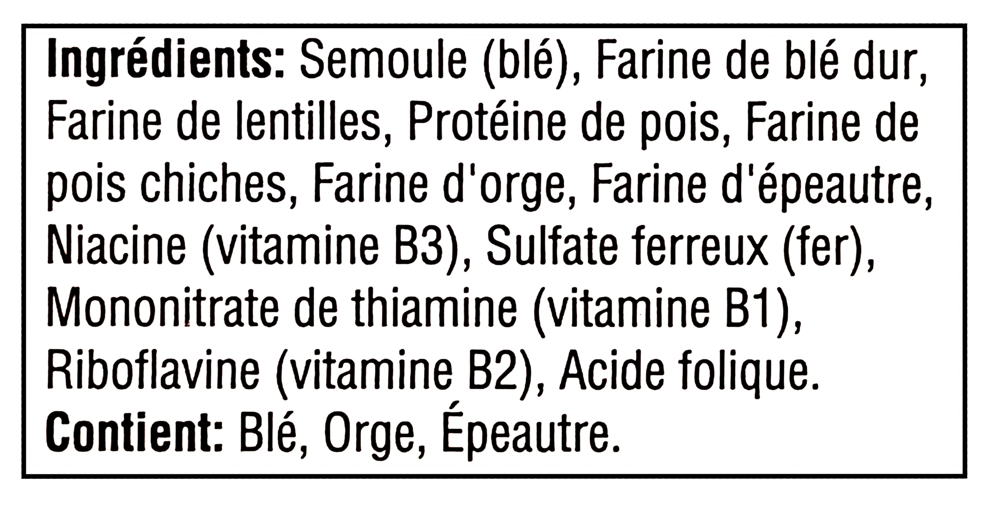 Catelli Protein+ Penne Pasta, 340g/12 oz - Ingredients