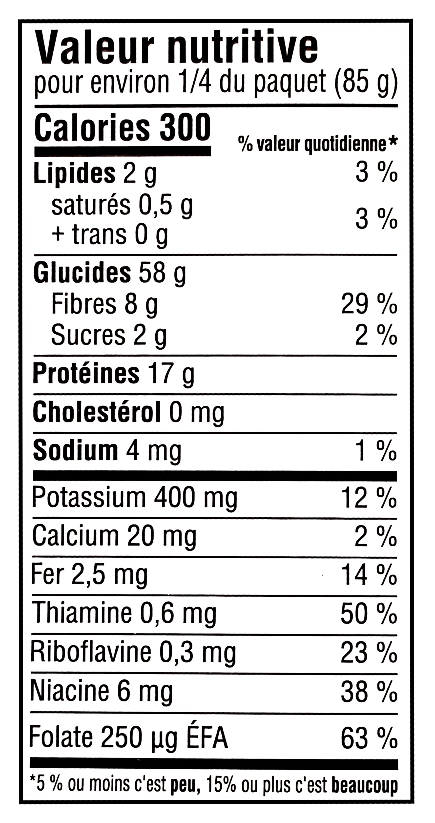 Catelli Protein+ Penne Pasta, 340g/12 oz - Nutrition Facts French