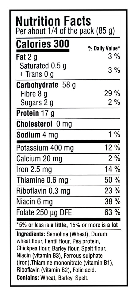 Catelli Protein+ Penne Pasta, 340g/12 oz - Nutrition Facts