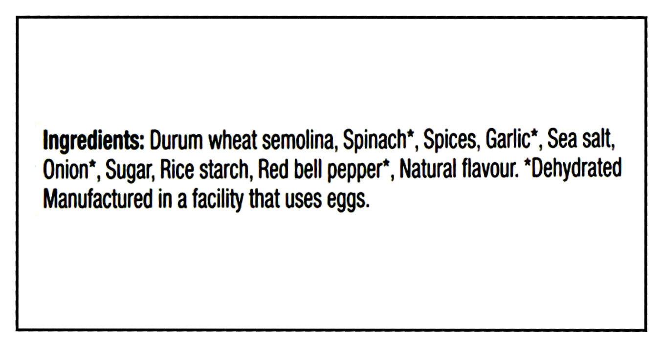 Catelli Spinach & Roasted Garlic Fettuccine Pasta, 375g/13.2 oz - Ingredients