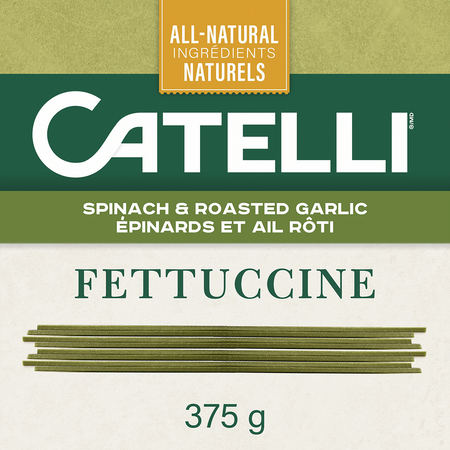 Catelli Spinach & Roasted Garlic Fettuccine Pasta, 375g/13.2 oz - Front