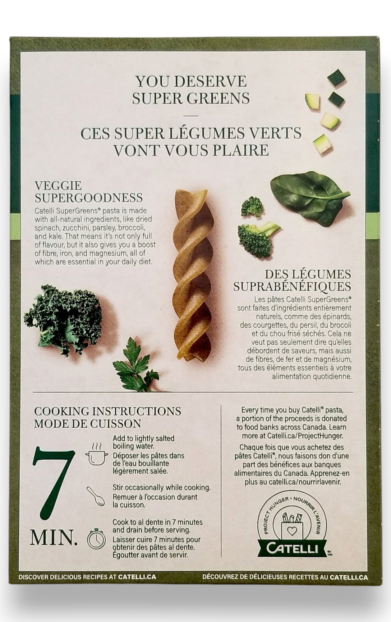 Catelli Super Greens Fusilli Pasta, 300g/10.6 oz - Back