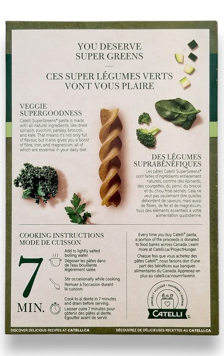Catelli Super Greens Fusilli Pasta, 300g/10.6 oz - Back
