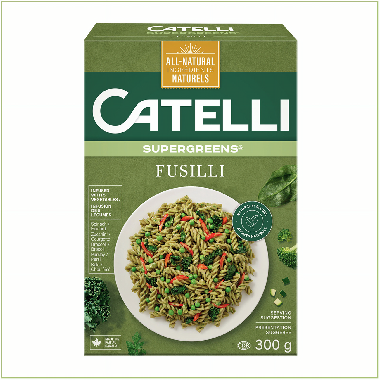 Catelli Super Greens Fusilli Pasta, 300g/10.6 oz - Front