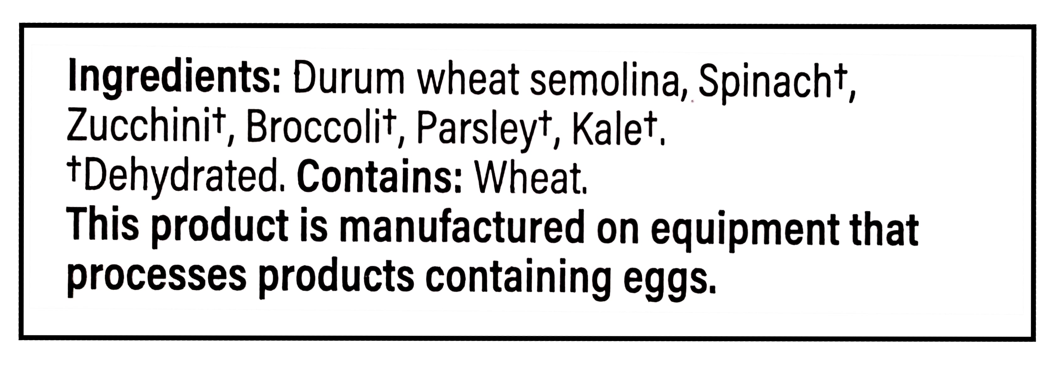 Catelli Super Greens Fusilli Pasta, 300g/10.6 oz - Ingredients