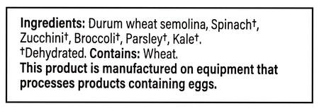 Catelli Super Greens Fusilli Pasta, 300g/10.6 oz - Ingredients