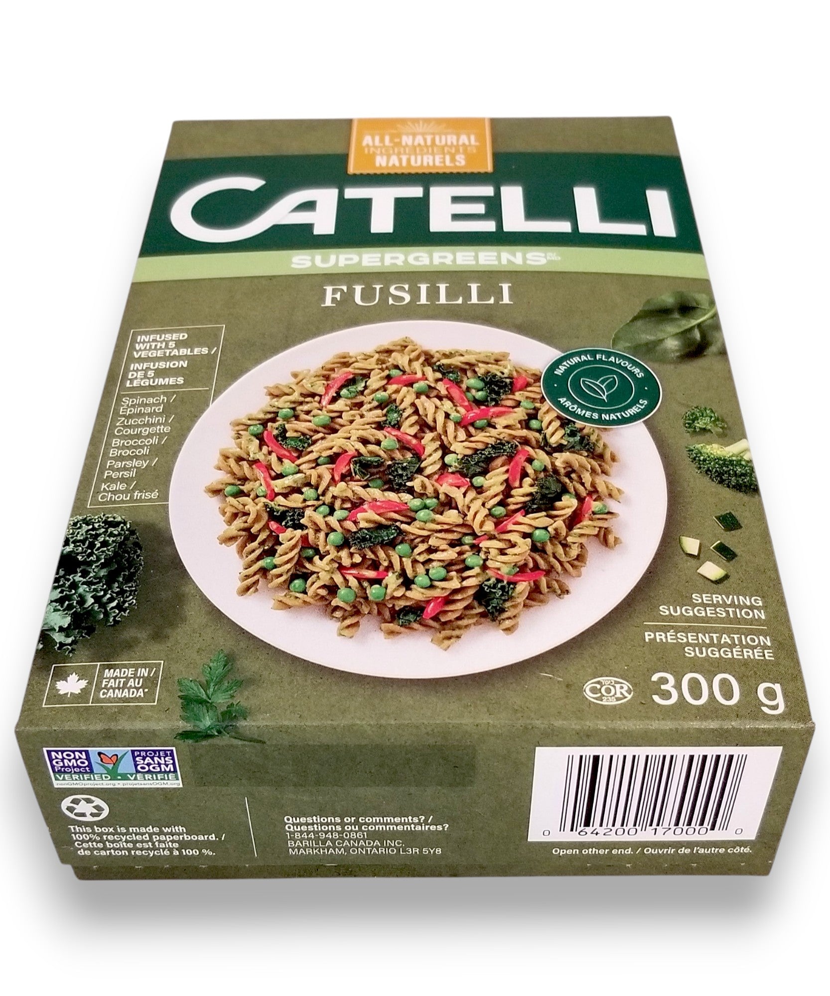 Catelli Super Greens Fusilli Pasta, 300g/10.6 oz - Bottom