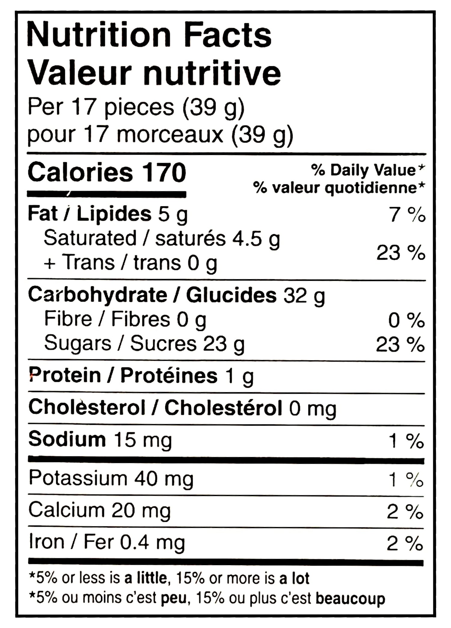 Charleston Chew, Mini Vanilla Nougat Milk Chocolate Chews, 113g/4 oz. Box - Nutrition Facts