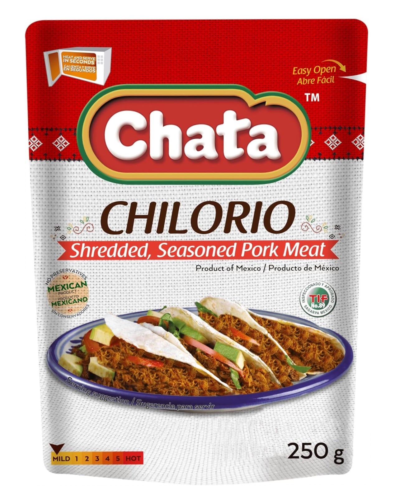 Chata Chilorio, Shredded, Seasoned Pork Meat, 250g/8.75 oz. Package