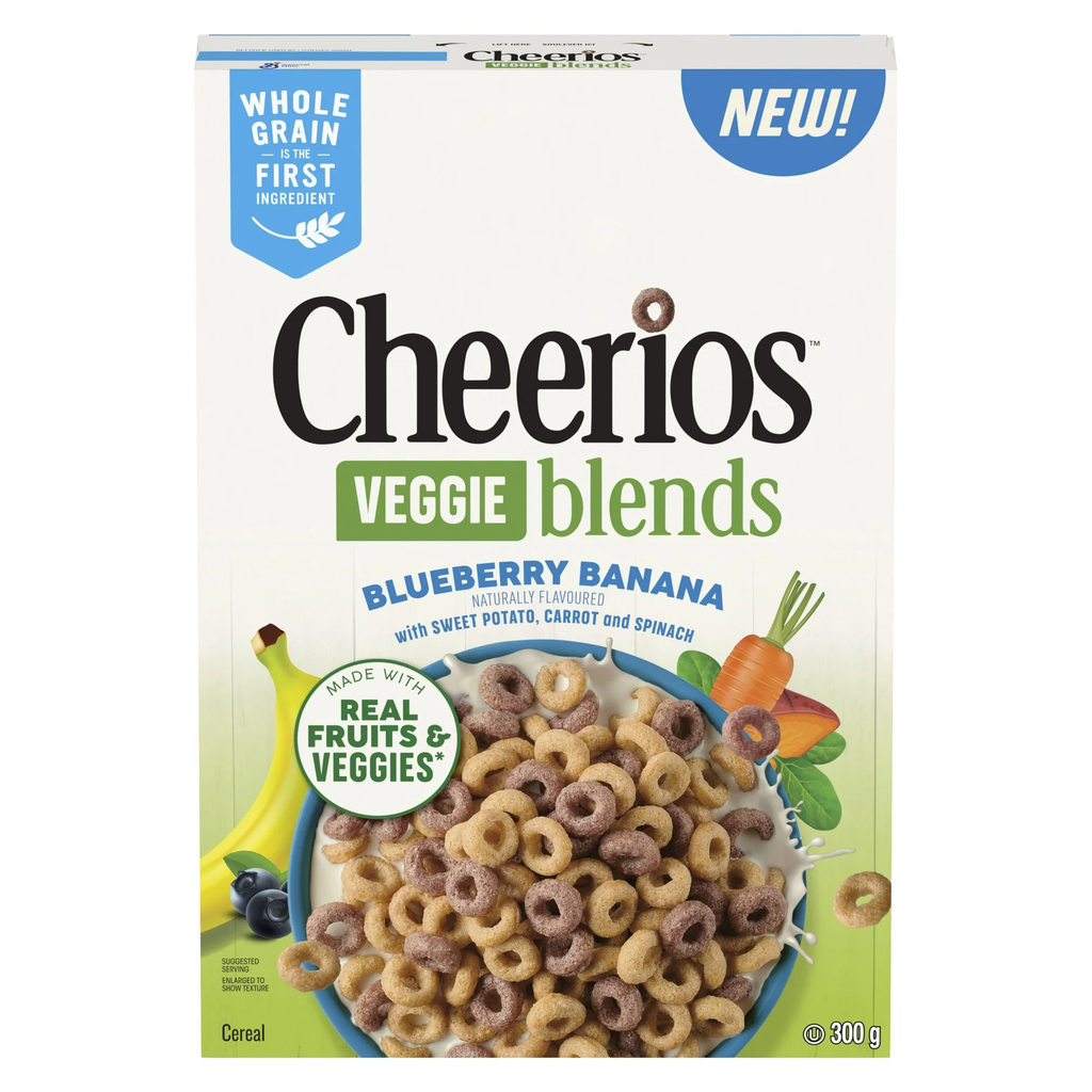 Cheerios Veggie Blends, Blueberry Banana Cereal, 300g/10.5 oz