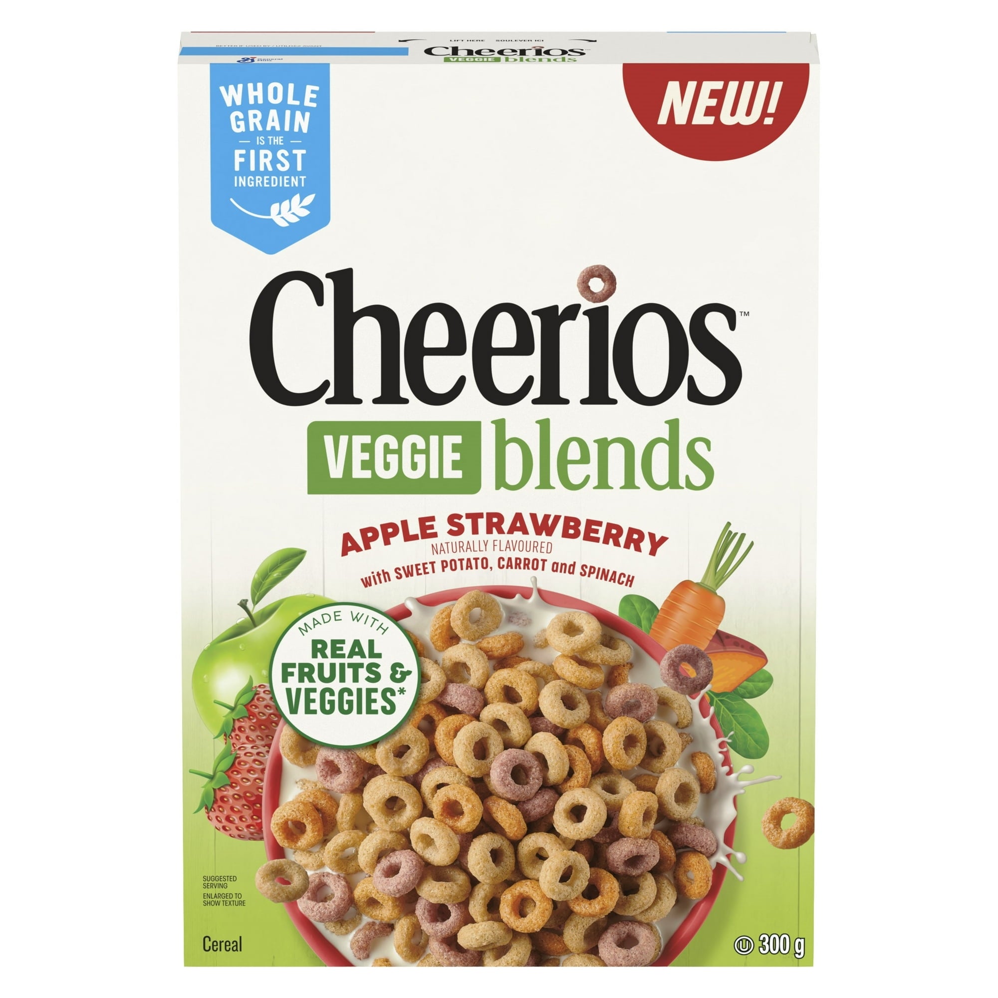 Cheerios Veggie Blends, Apple Strawberry Cereal, 300g/10.5 oz