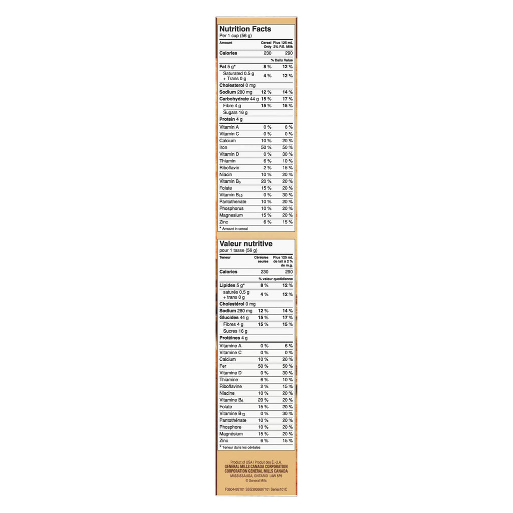 Cheerios Oat Crunch Oats 'N Honey Cereal, 516g/18.2 oz., Box Left Side