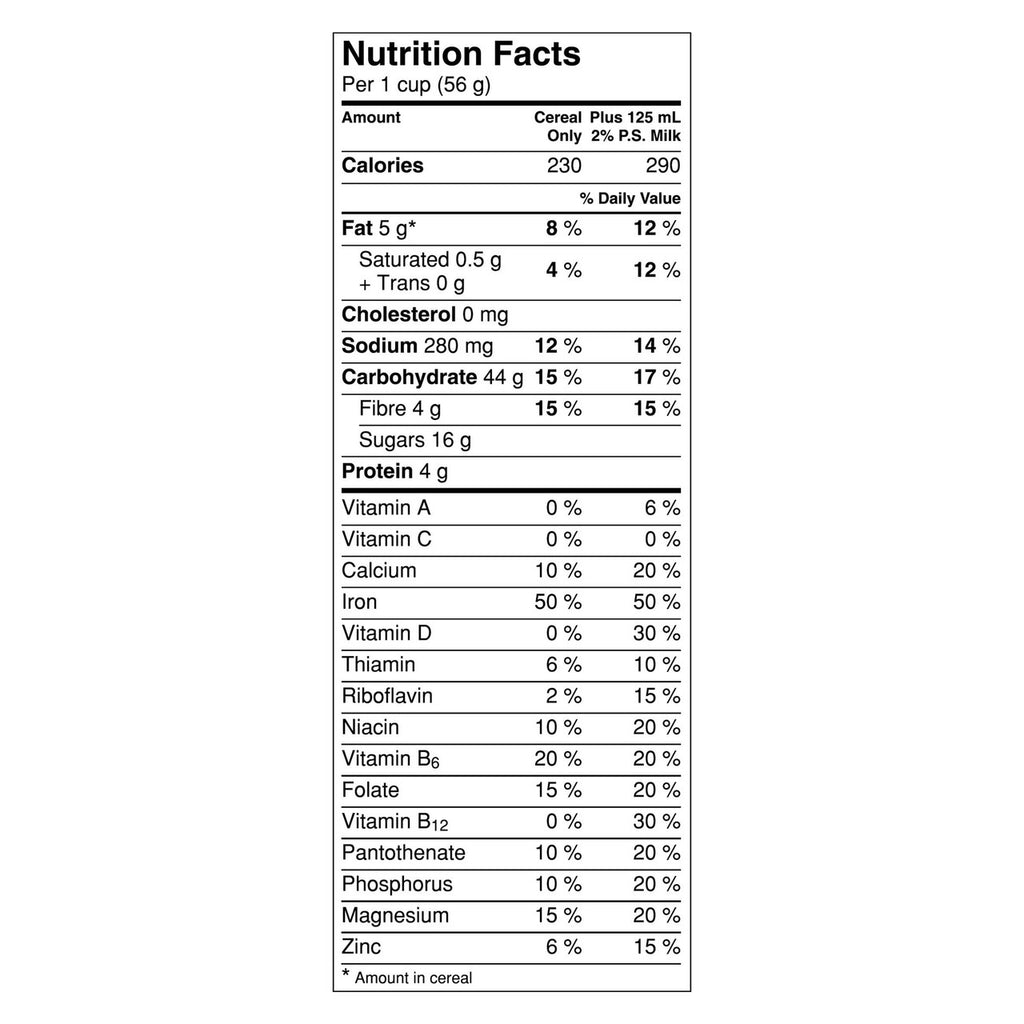 Cheerios Oat Crunch Oats 'N Honey Cereal, 516g/18.2 oz., Box Nutrition Facts