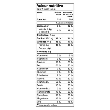 Cheerios Oat Crunch Oats 'N Honey Cereal, 516g/18.2 oz., Box Nutrition Facts In French
