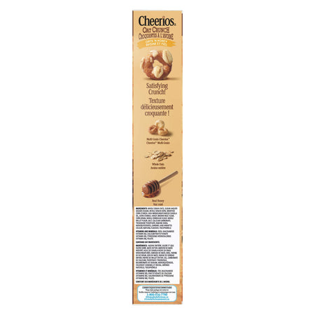 Cheerios Oat Crunch Oats 'N Honey Cereal, 516g/18.2 oz., Box Right Side