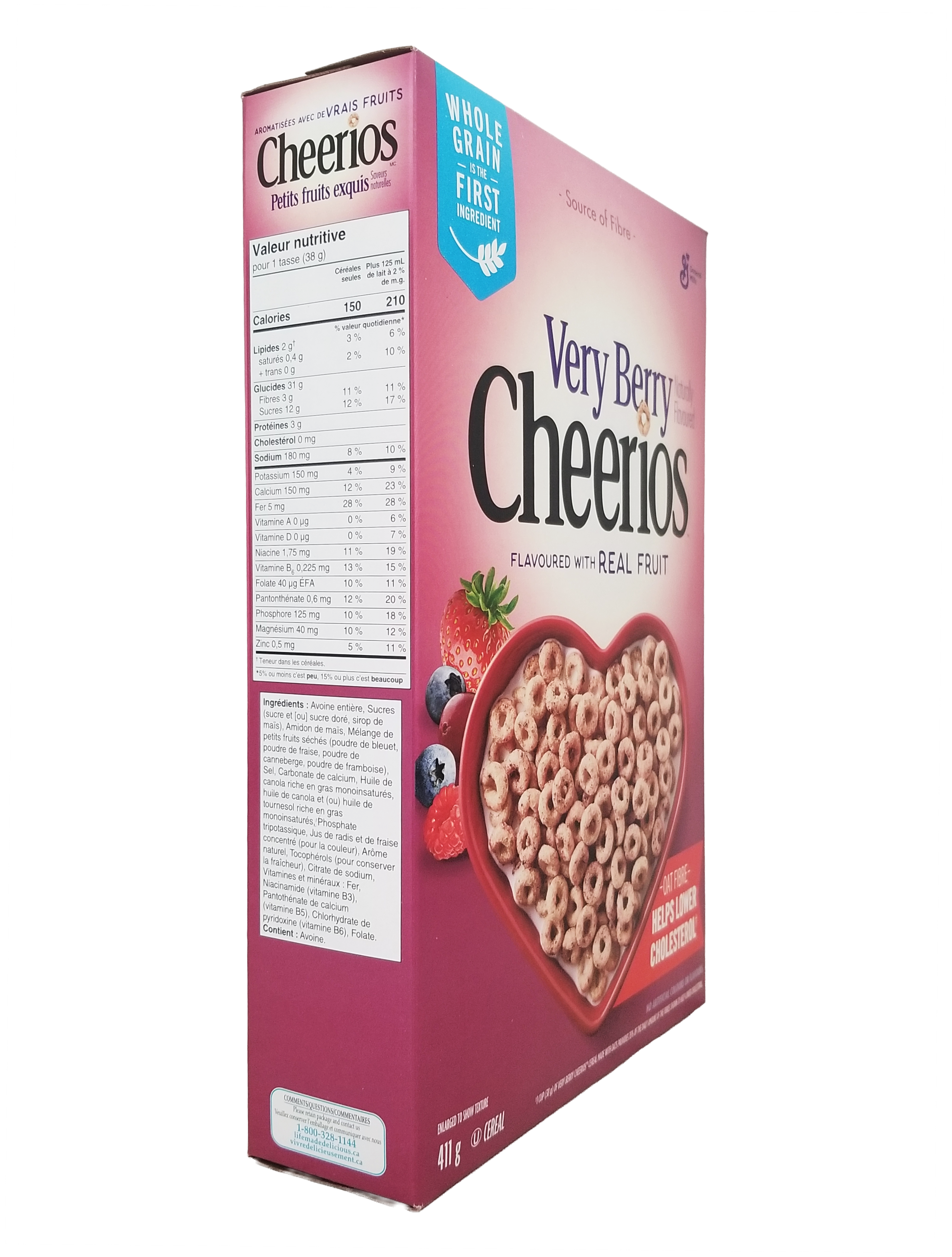 Cheerios Very Berry Cereal, 411g/14.4 oz on a white background