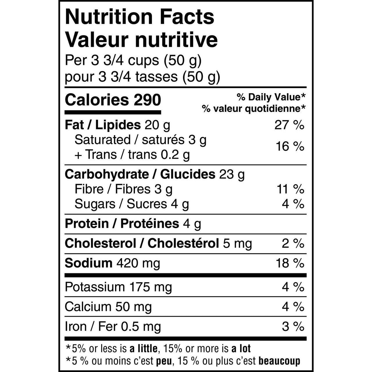 Cheetos Popcorn Cheddar Flavor, 180g/6.3 oz Nutrition Facts Label