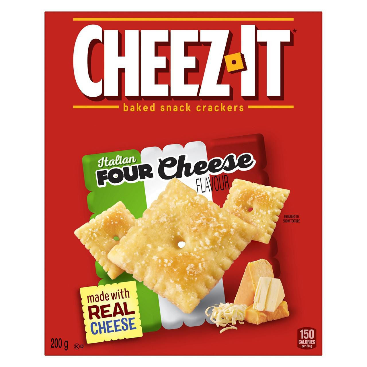 Cheez-It Italian Four Cheese Crackers, 200g/7 oz. Box Front Side