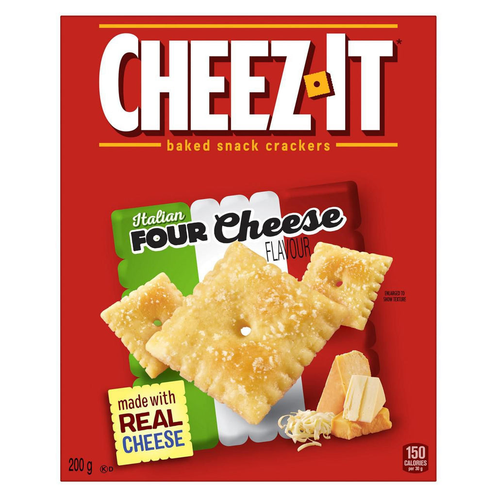 Cheez-It Italian Four Cheese Crackers, 200g/7 oz. Box Front Side