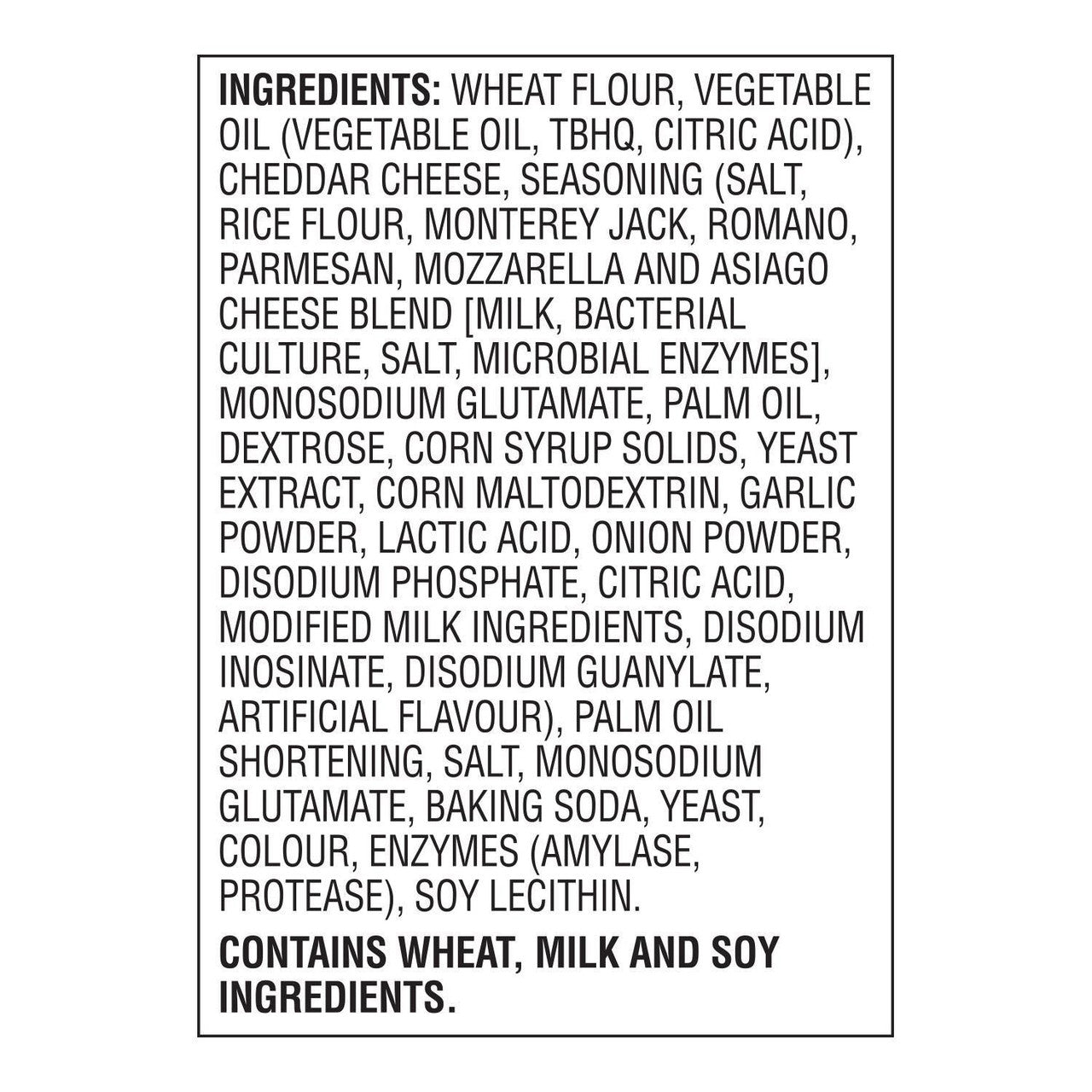 Cheez-It Italian Four Cheese Crackers, 200g/7 oz. Box Ingredients