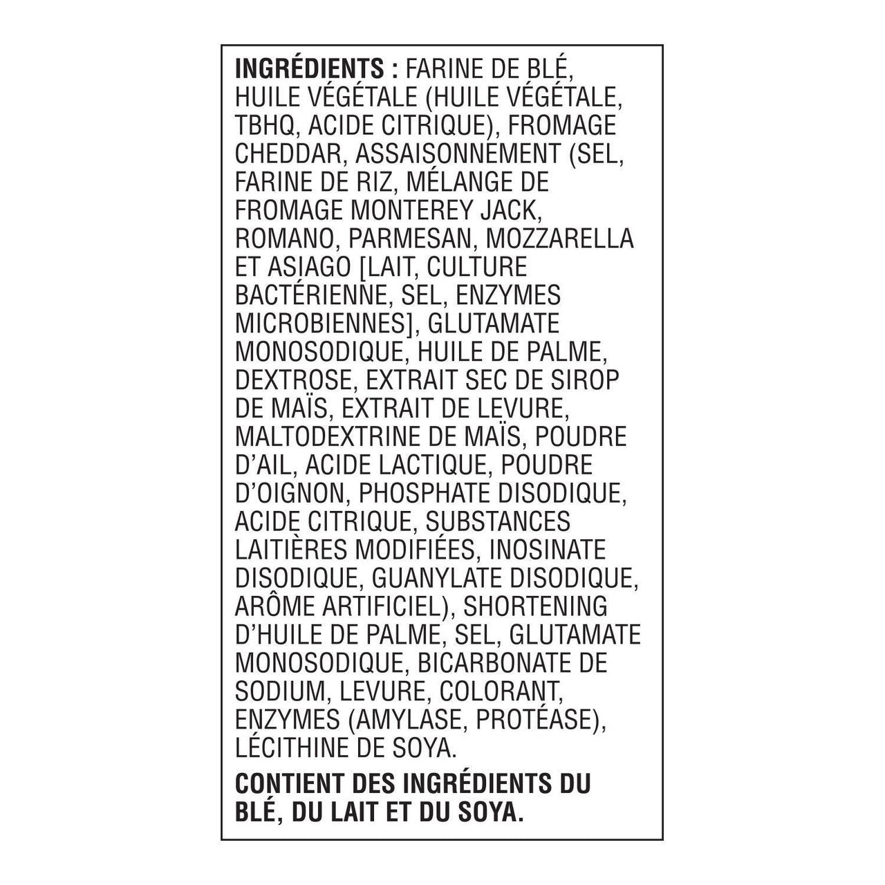 Cheez-It Italian Four Cheese Crackers, 200g/7 oz. Box Ingredients In French