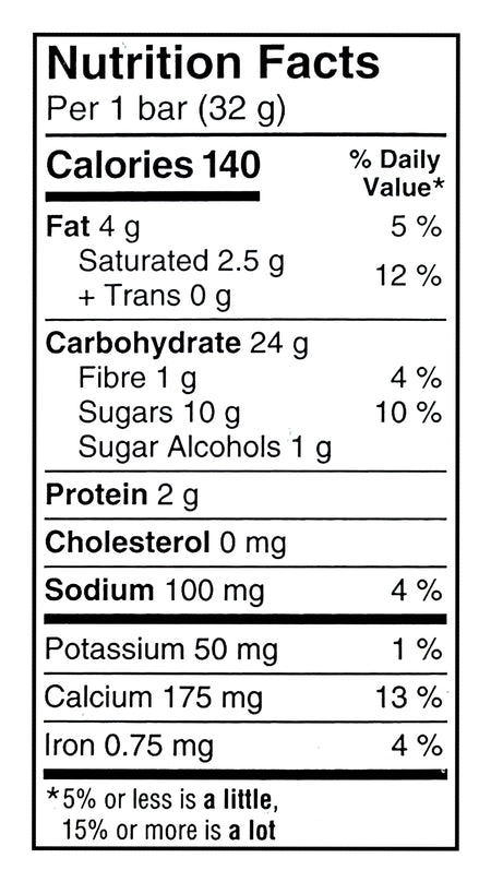 Chex Mix Chocolatey Peanut Butter Bars, 160g/5.6 oz - Nutrition facts label 