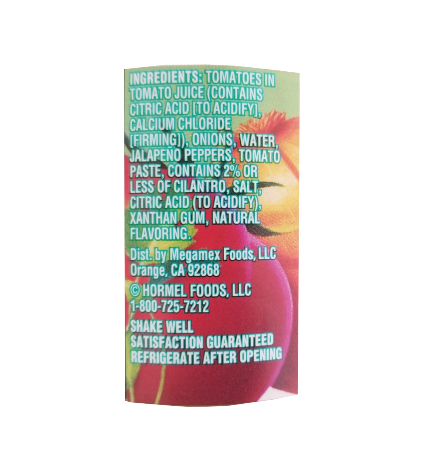 Chi-Chi's Medium Cilantro Salsa, 454g, ingredients label.