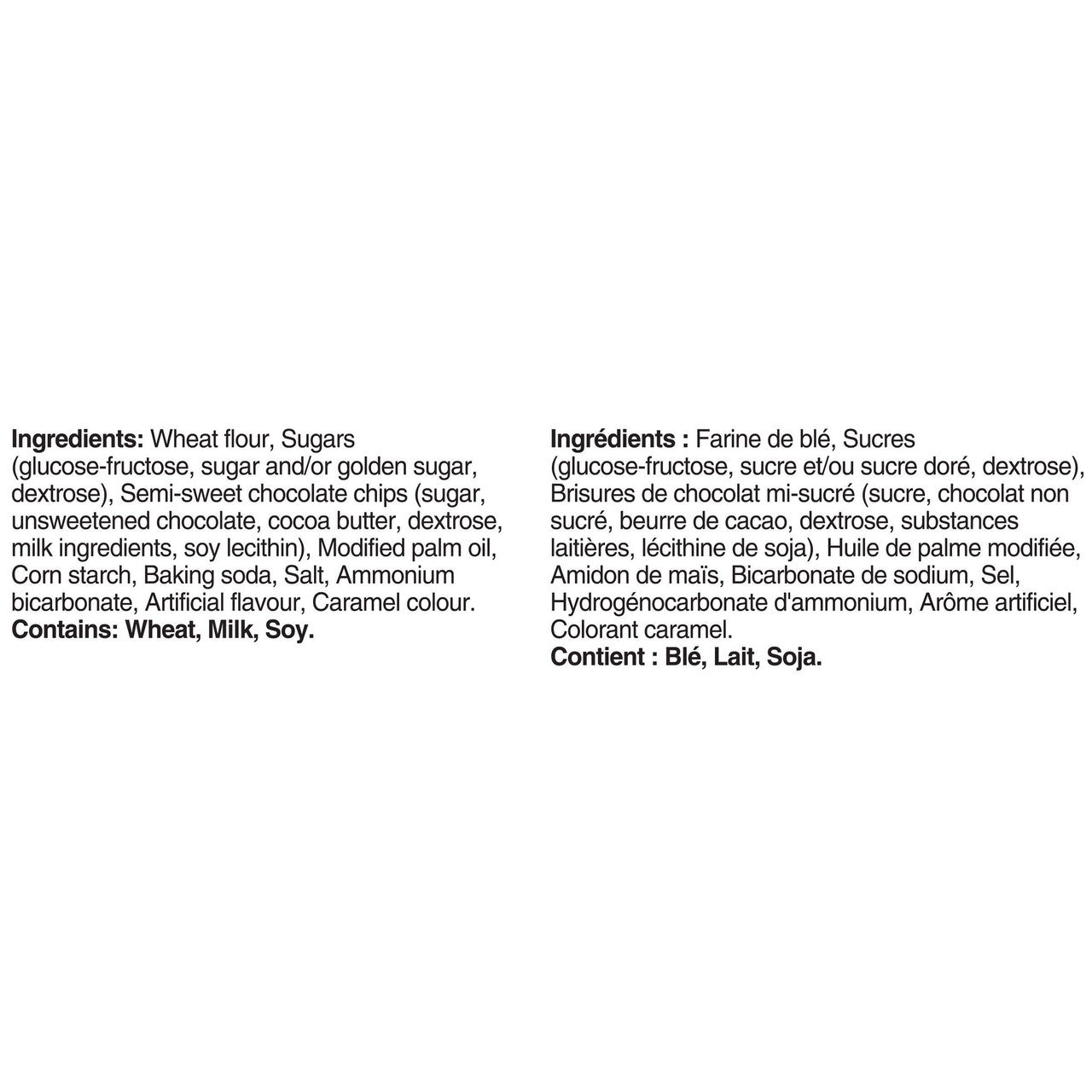 Chips Ahoy! Chewy Chocolate-Chip Cookies, 271g/9.6oz, Bag Ingredients