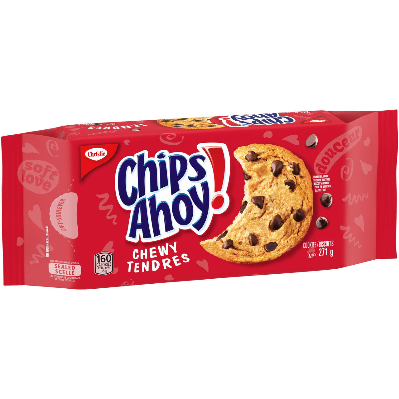 Chips Ahoy! Chewy Chocolate-Chip Cookies, 271g/9.6oz, Bag Left Angle