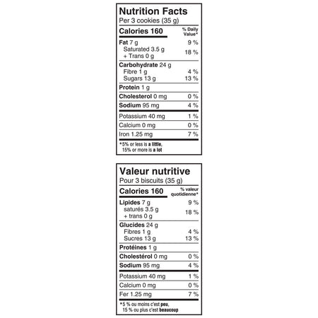 Chips Ahoy! Chewy Chocolate-Chip Cookies, 271g/9.6oz, Bag Nutrition Facts