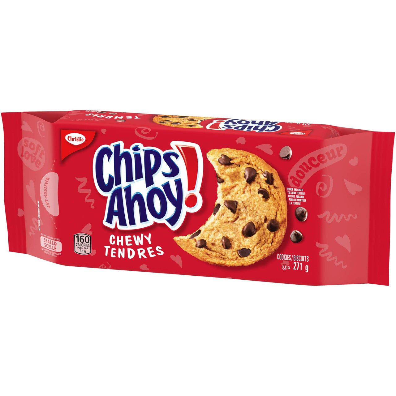 Chips Ahoy! Chewy Chocolate-Chip Cookies, 271g/9.6oz, Bag Right Angle
