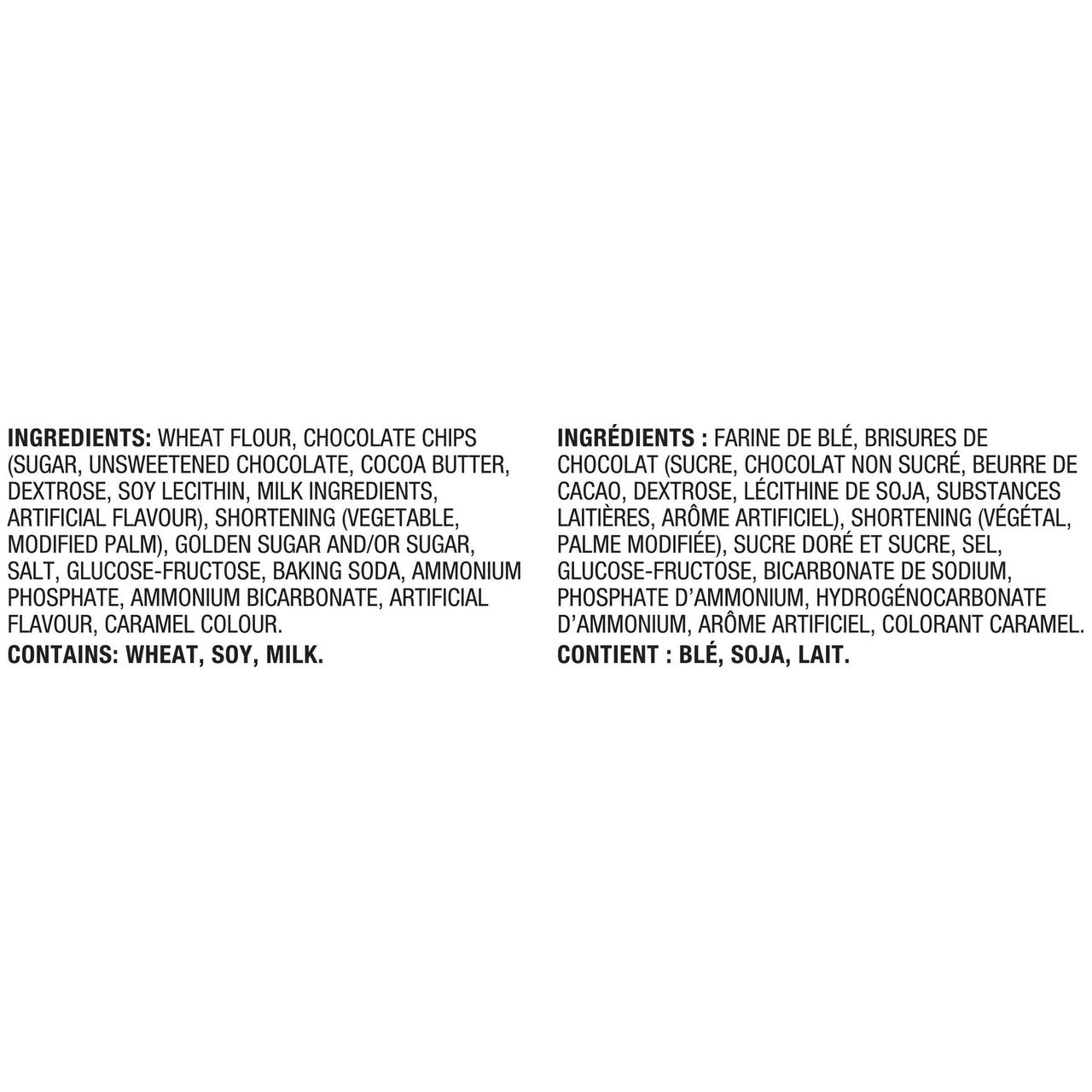 Chips Ahoy! Original Chocolate-Chip Cookies, 460g/16.2oz Ingredients