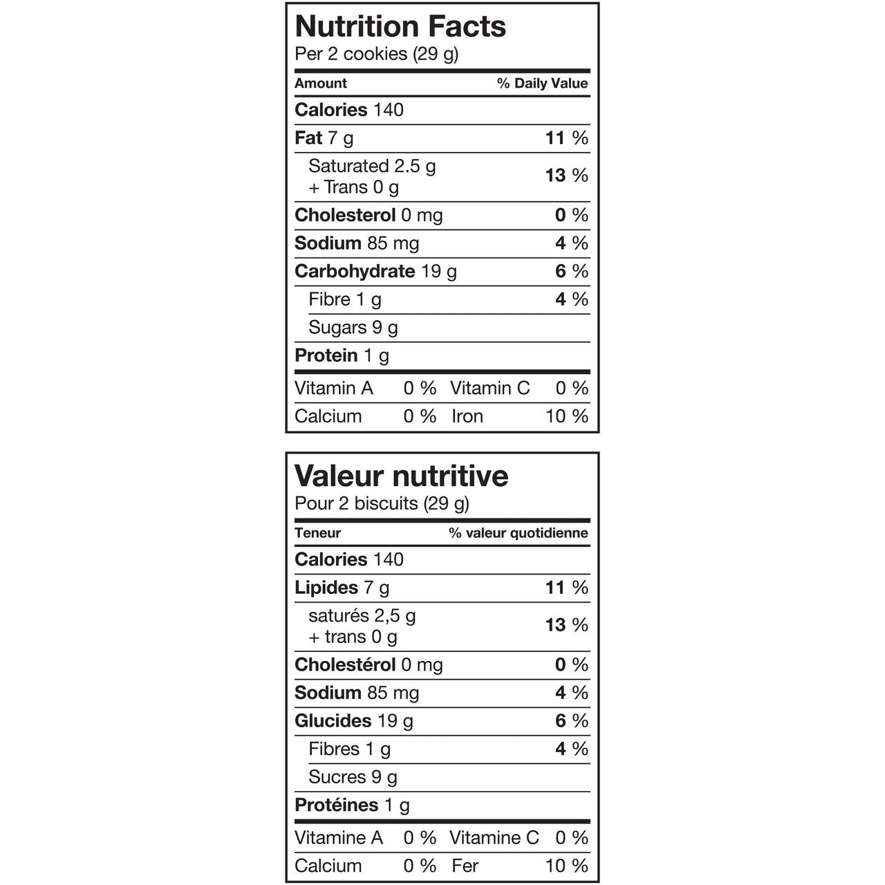 Chips Ahoy! Original Chocolate-Chip Cookies, 460g/16.2oz Nutrition Facts