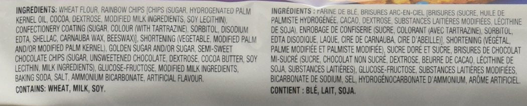Christie Chips Ahoy Rainbow Chocolate Chip Cookies, 300g/10.6oz Bag Ingredients