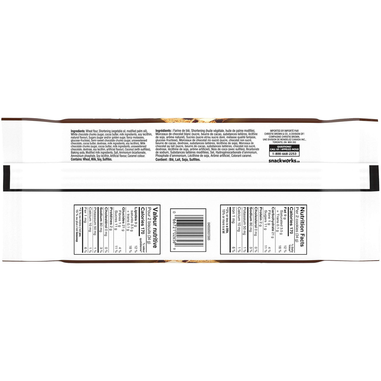 Christie Chips Ahoy Triple Chocolate Chunks Chip Cookies, 251g/8.9oz Back Side