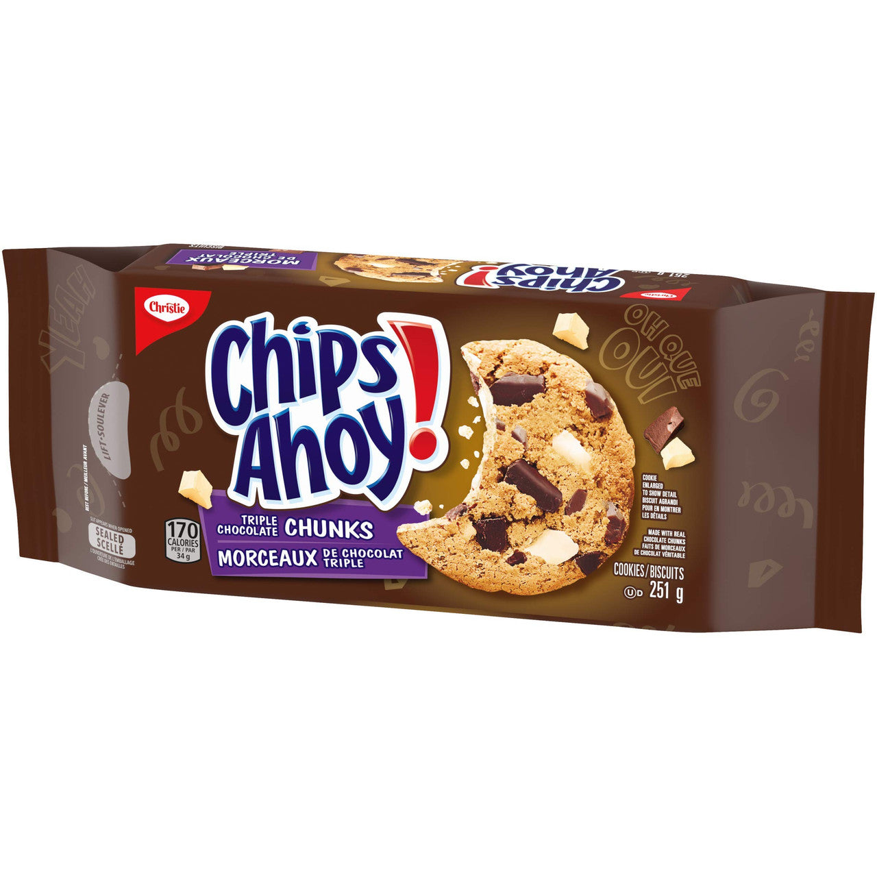 Christie Chips Ahoy Triple Chocolate Chunks Chip Cookies, 251g/8.9oz Right Side