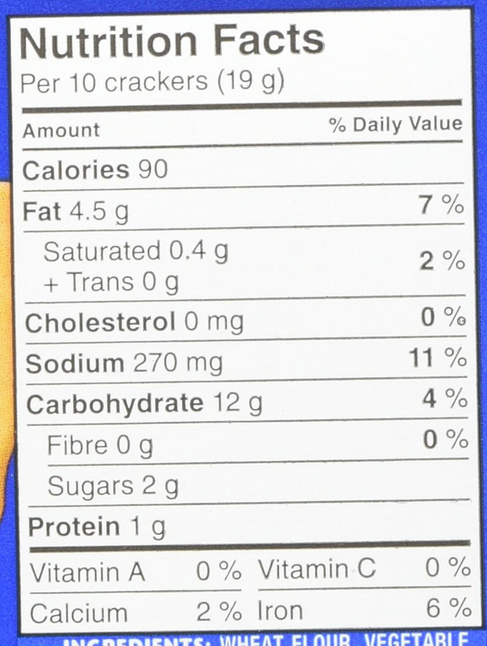 Christie Swiss Cheese Crackers, 200g Nutrition Facts Label