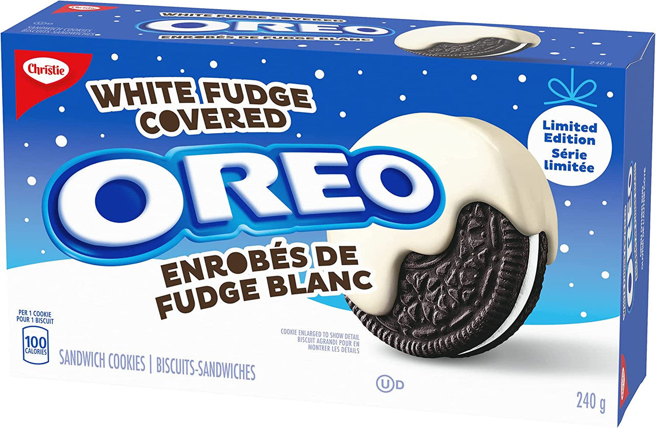 Christie White Fudge Covered Oreo Cookies, 240g/8.4 oz Box Left Side